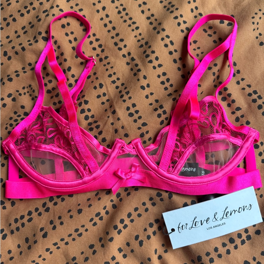 For Love And Lemons Pink Lace Underwire Bra